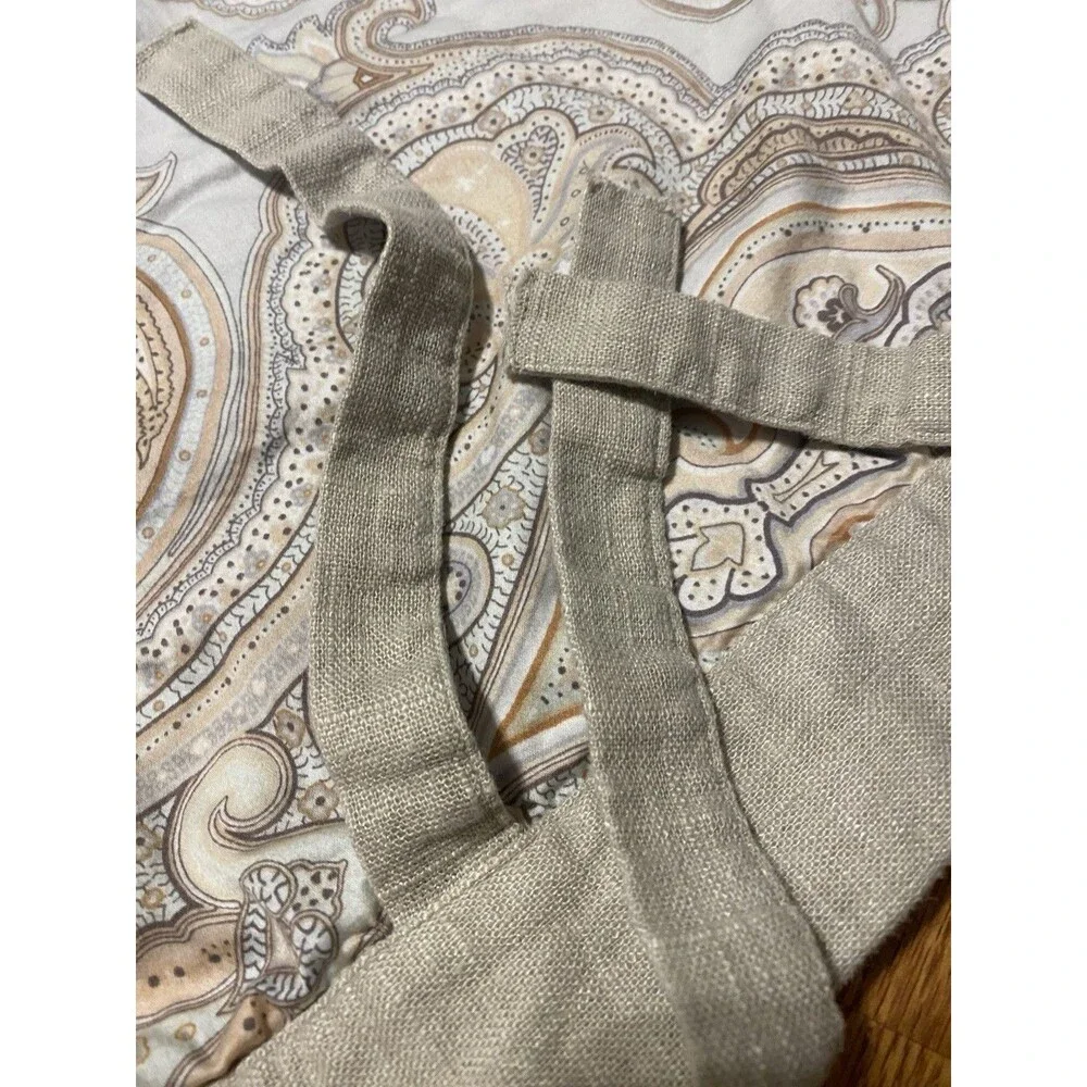 Rose Tree Home Paisley Pillow Sham Blue Peach Brown Beige Cotton Buttons Tie Set